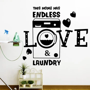

This Home Has Endless Love And Laundry Heart Wall Sticker Washroom Laudry Family Love Quote Wall Decal Vinyl Home Decor