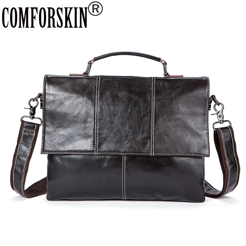 

COMFORSKIN Bolsa Masculina New Arrivals Men Leather Messenger Bag 2018 Guaranteed Cowhide Leather Large Capacity Men Handbags