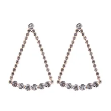 New Arrival Luxury Triangle Crystal Drop Earring For Women Vintage Fashion Hollow Out Shiny Dangle Earrings Summer Jewelry Gifts