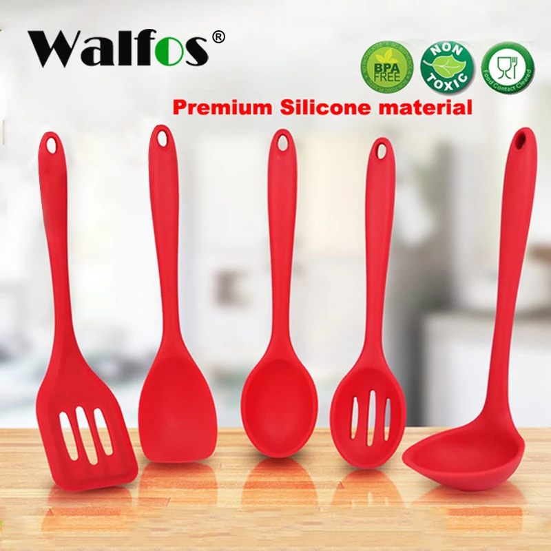 WALFOS cooking Spatula Turner Spoonula Mixing Spoon Slotted Spoon Ladle
