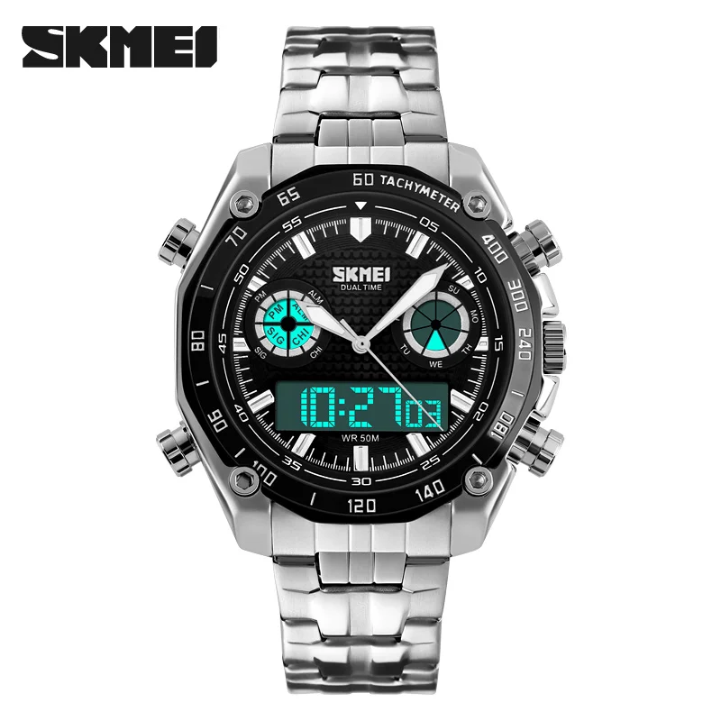 

2016 Skmei Brand Men Sports Watches Men's Quartz Digital LED Clock Male Full Steel Army Military Wrist Watch relogio masculino