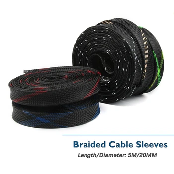 

5M 20mm Cable Wire Gland Protectio Insulation Braided Sleeve Tight PET Expandable Cable Sleeve Wire Wrapper Protection