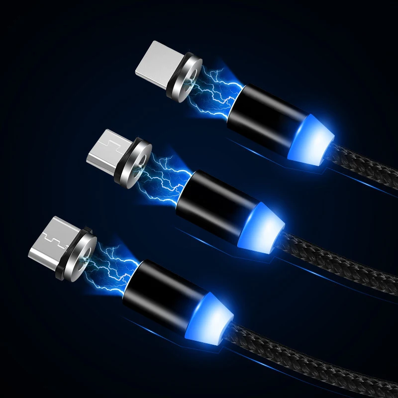 

Magnetic LED Micro USB Magnet Charger Cable For iPhone Android Type-C Magnetic Cable Charging Wire Mobile Phone Fast Charge Cord