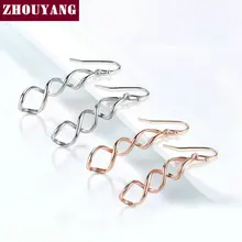 

ZHOUYANG Drop Earrings For Women Simple Style Spiral Rose Gold Sliver Color Fashion Jewelry Party Birthday Gift KC156 KC157