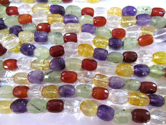 

Full strand 16" Amethyst Citrine Green Red Clear white Rock Crystal Mix Quartz Gemstone Faceted Nugget Barrel Loose beads 8-25mm