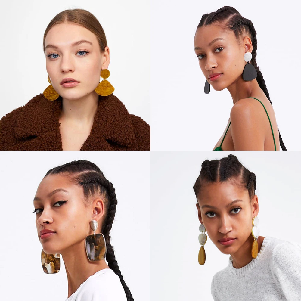 

Girlgo Za Resin Heart Dangle Drop Earrings For Women Fashion Pendant Statement Earrings Maxi Accessorie Luxury Wholesale Jewelry