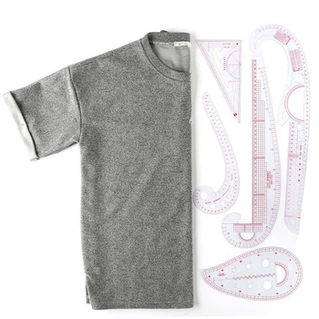

New 5pcs Plastic French Curve Metric Sewing Ruler Set 360 Degree Bend Set Grading Curve Ruler Tools for Clothes Making Drawing