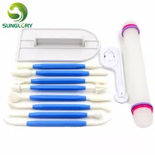 Украшения торта инструменты 11 шт. Сахар ремесло для глазури и пирожных разглаживатель мастики набор для вырезания на торте Скалка Моделирование Инструменты Набор для выпечки Плесень