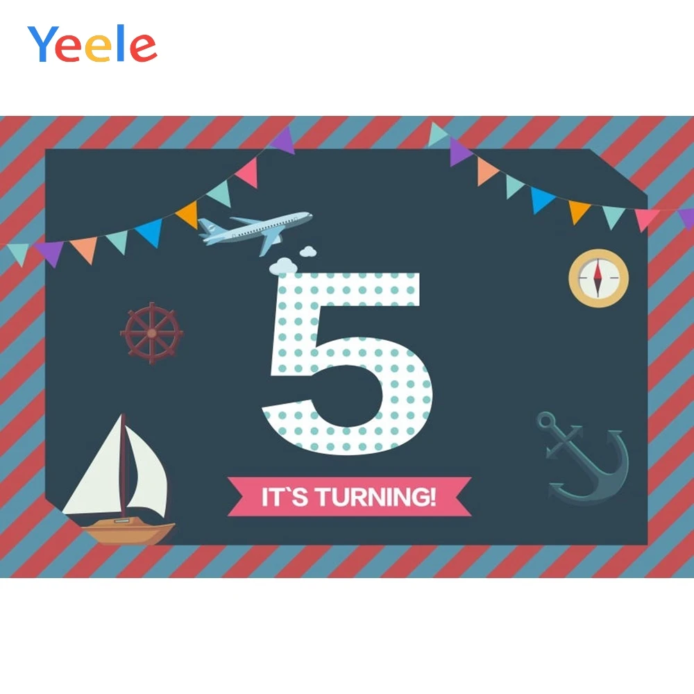 

Yeele Vinyl Plane Boat Children 5th Birthday Party Photograph Backdrop Baby Boy Photocall Background Photo Studio