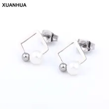 XUANHUA,, серьги из нержавеющей стали с жемчугом для женщин, серьги-гвоздики,, модные ювелирные изделия, Brincos, корейские серьги, ювелирные изделия