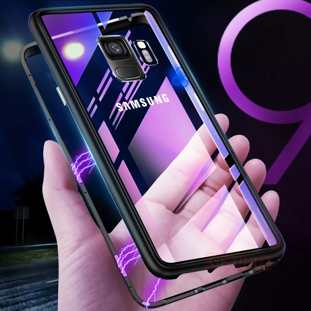360 Magnetic Adsorption Metal Clear Tempered Glass Case For Samsung Galaxy S10 Plus S10e Lite Flip