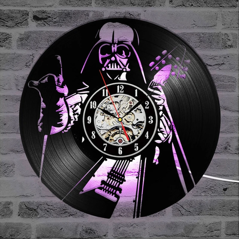 12in 3d wall clock Star Wars LED Wall Clock with 7 Colors Modern Design Movie Vintage Vinyl Record Clocks Wall Watch Home Decor