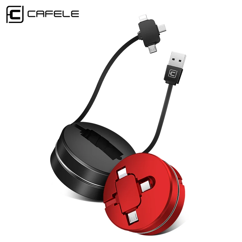 CAFELE USB Micro кабель type C кабель для samsung huawei Xiaomi зарядный кабель для iphone 8 7 6 Универсальный Выдвижной 3 в 1 порт