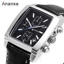 2019 Ananke модные часы для отдыха мужские прямоугольный чехол