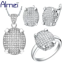Almei Nupcial Sistemas de La Joyería de Plata 925 de Circón Accesorios de La Boda Collar de Novia Establece para Las Mujeres Pendientes 2016 Nuevos Al Por Mayor T005