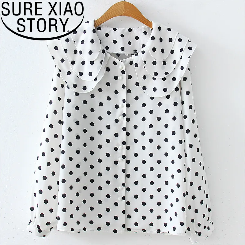 women blouses 2019 women shirts korean fashion clothing shirts womens tops blouses Polka Dot  chiffon blouse Full 2788 50