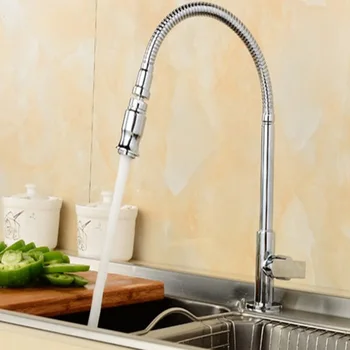 

Flexible Kitchen Faucets Silver Single Handle Pull Out Kitchen Tap Single Hole Handle Swivel 360 Degree Mixer Tap Kitchen Faucet