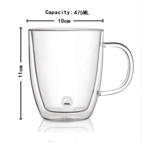 475 мл термостойкие кружки ручной работы здоровые кофейные кружки с двойными стенками Стеклянные Кружки термоизолированные креативные с стеклянной крышкой - Цвет: 475mlCup