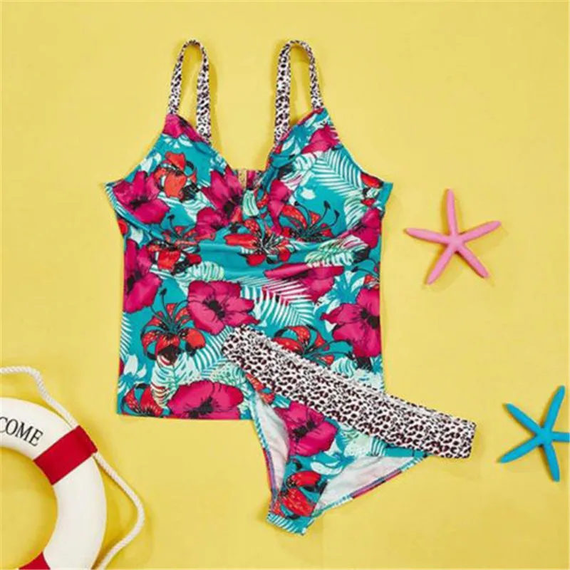 Womens Swimwear Swimsuit Bikini Set Push up Floral Print Summer Hot