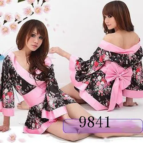 

Sexy lingerie Fancy Dress party costume kimono flower print 9841