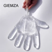 GIEMZA 100 шт Виниловые одноразовые перчатки большие толстые 100 перчатки для еды одноразовые ручные перчатки для барбекю для приготовления пищи прозрачный пластиковый инструмент для магазина