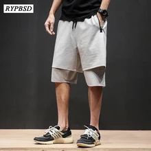 Новинка, модные уличные шорты в стиле хип-хоп, мужские свободные повседневные шорты-шаровары, однотонный с кулиской, мужские шорты, 2 цвета