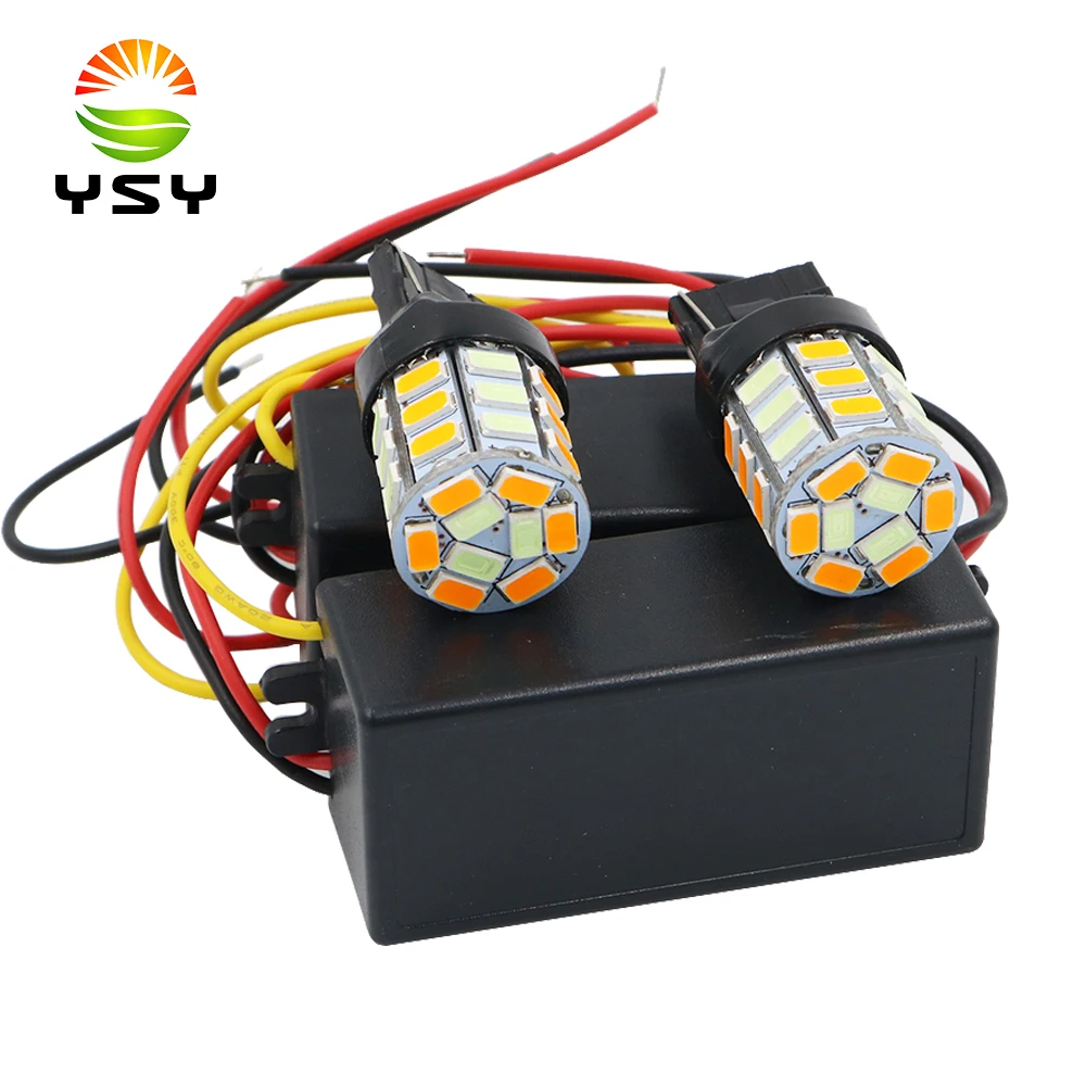 

YSY 1Set 1156 P21W BA15S T20 7440 5630 33 SMD Ice blue/Amber Switchback LED Bulbs Kit Car Turn Led Signal Head Light Dual Color
