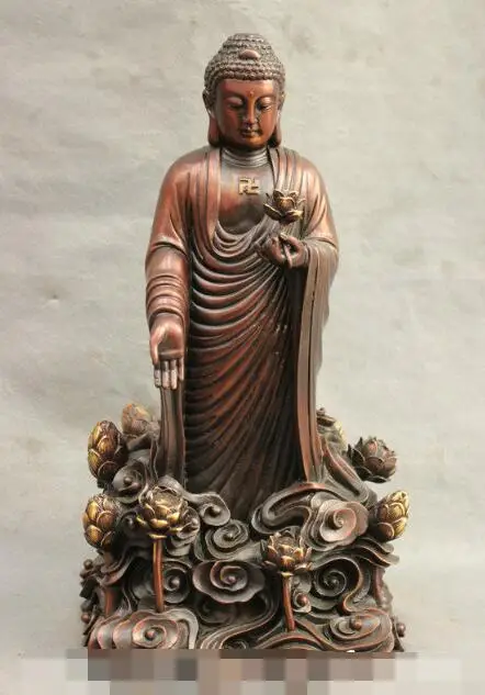 

S3770 16" Chinese Buddhist Pure Bronze Shakyamuni Sakyamuni Buddha Tathagata Statue