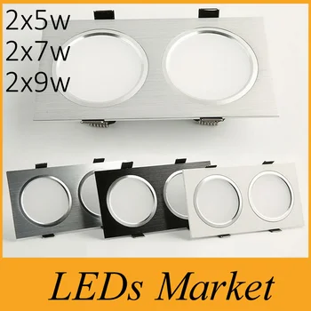 

2*5w 2*7w 2*9w Double head downlight lamp led Recessed dimmable spotlight square living room ceiling lamp aisle lights