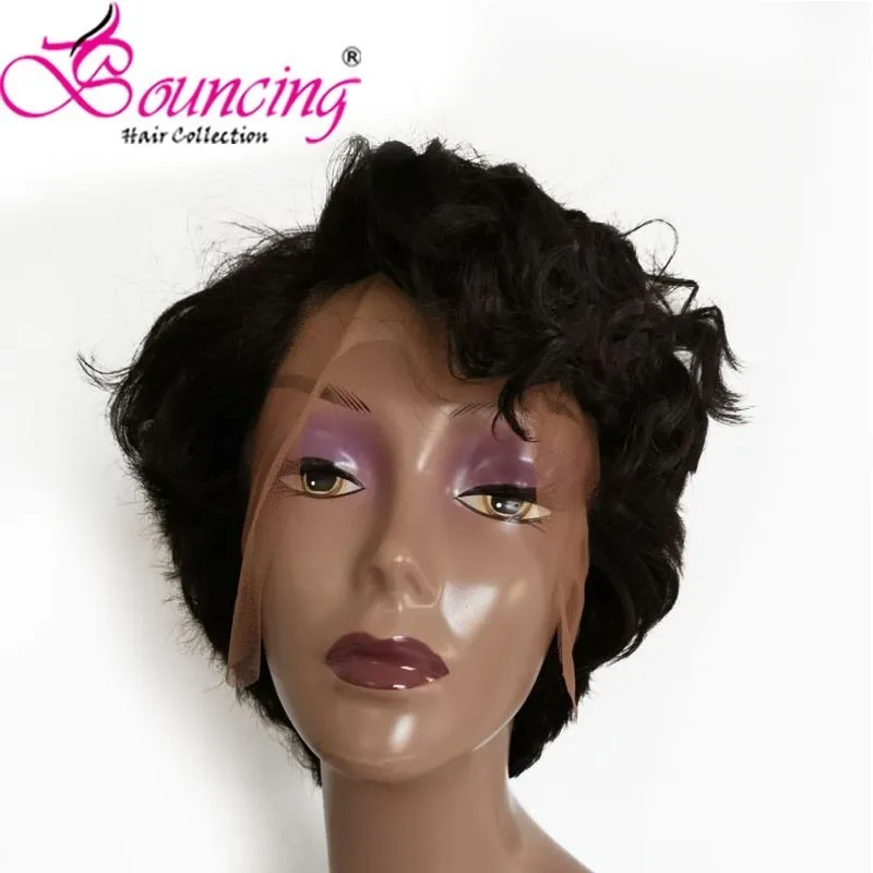 Bouncing remy волосы 13*4 кружевные передние человеческие волосы парики натуральный цвет 150% Pixie короткий парик боковая часть для женщин низкое соотношение
