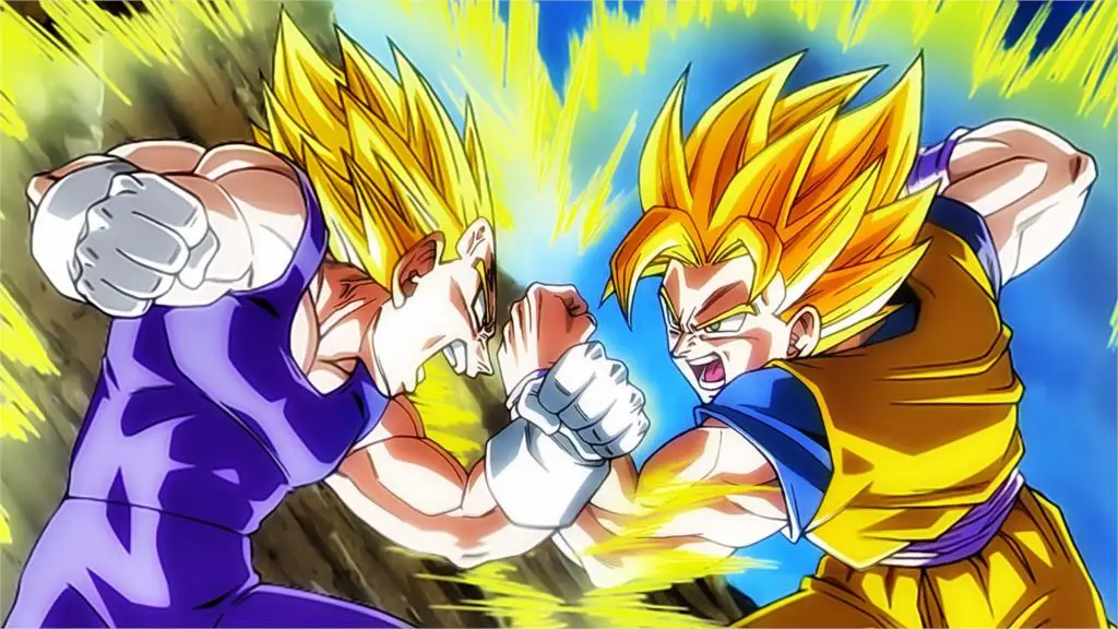 decor Dragon Ball Vegeta Goku Super Saiyan's fighting Living room home wall art decor wood frame
