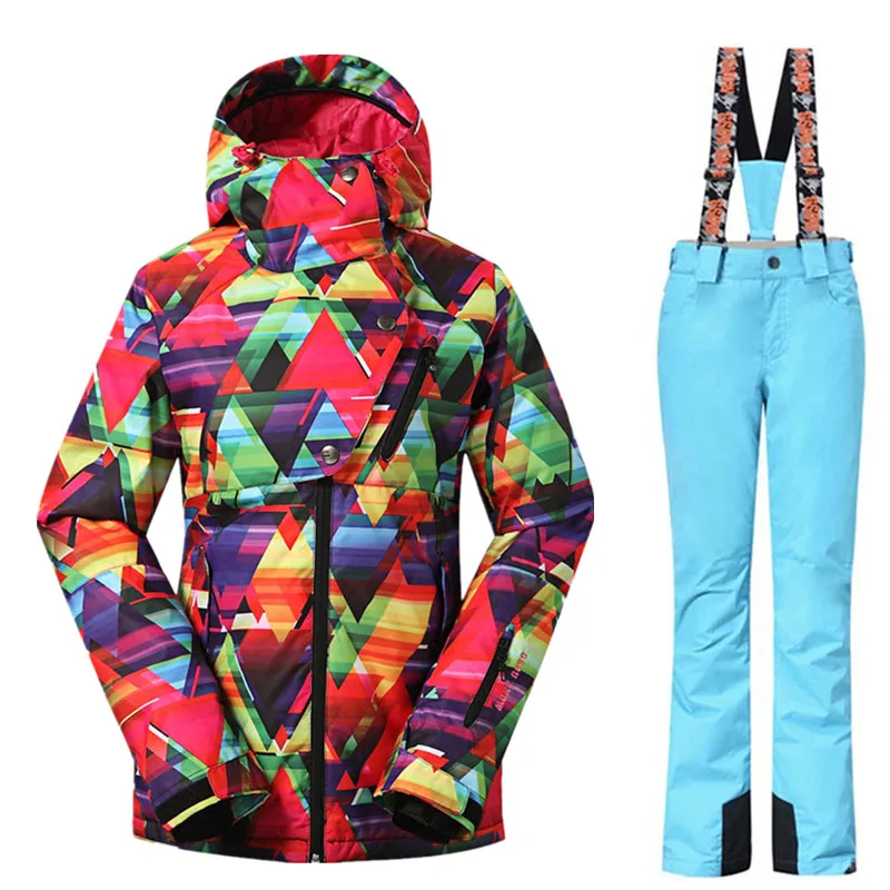 Высокое качество, женский зимний костюм, наборы, сноубординг, куртки, для спорта на открытом воздухе, лыжный костюм, наборы, водонепроницаемый теплый костюм, лыжные куртки+ штаны - Цвет: 06