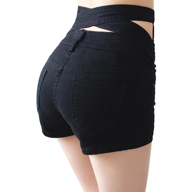 Image Black white women slim high waist shorts 2015 summer new sexy denim shorts plus size short jeans women pants