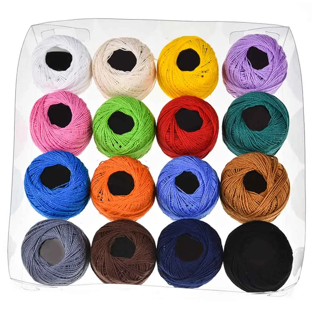 

16 Pcs Cotton DIY Embroidery Thread Cross Stitch Weaving Dyed Line Sewing Tools Accessories 50m / roll