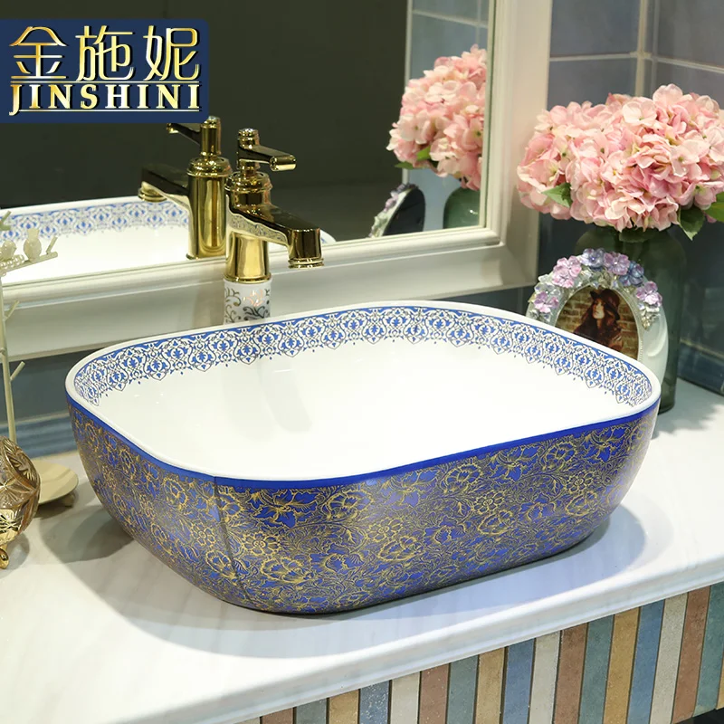 

Gold jingdezhen ceramic counter basin fashion wash basin fashion gold