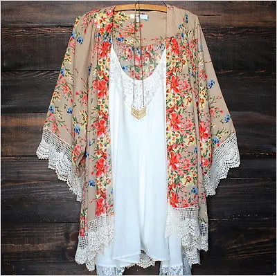 

Women Cover-Ups Kaftan Floral Lace swimwear Beach Dress Cardigan bathing suit Tops beachwear Cover Up
