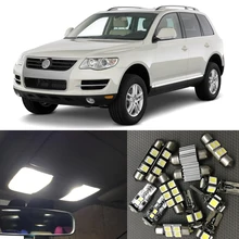 16 pces carro interior do automóvel lâmpadas led canbus kit para 2005-2010 vw volkswagen touareg mapa branco cúpula tronco passo cortesia lâmpada