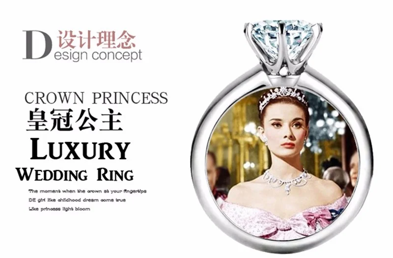 YANHUI, чистое Оригинальное Золотое кольцо, модное ювелирное изделие, 2 карата, белый пасьянс, кубический цирконий, обручальные кольца для женщин HR1689