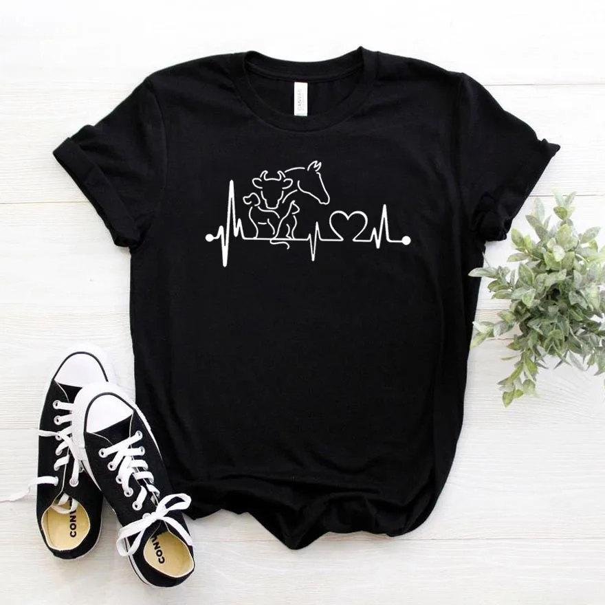 

animal heartbeat cow horse Women tshirt Cotton Casual Funny t shirt Gift For Lady Yong Girl Top Tee 6 Color Drop Ship S-781