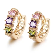 MxGxFam разноцветный обруч серьги для женщин модные украшения из циркония дизайн хорошее качество золотой цвет 18 К