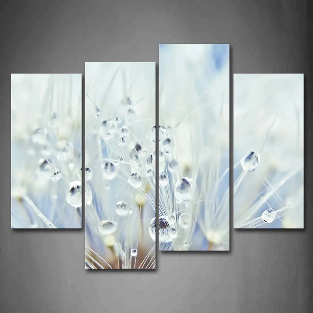 4 панели рисунок на стену без рамки картины капли воды Одуванчик Холст печать современное панно из пяти элементов цветы без рамки для гостиной