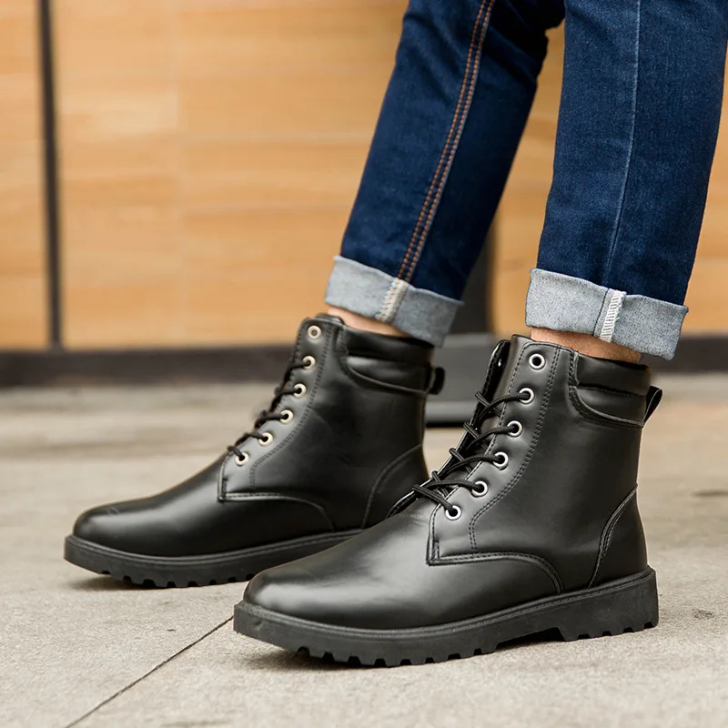 

Brand New Leather Men Boots Fashion Warm Cotton Ankle Boots Shoes Men For Spring Autumn Winter Shoes