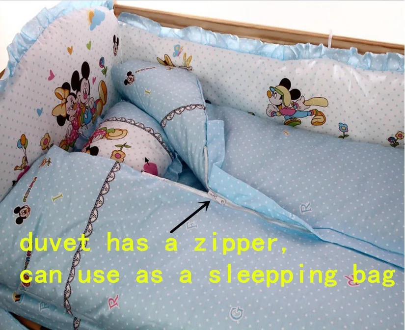 Акция! 6 шт. Мультфильм Одеяло кроватки детские постельные принадлежности 100% хлопок кроватки бампер наборы детской кроватки (3 бамперы +