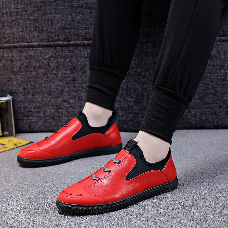 Conduite Noir rouge Hommes Couleurs Casual Bout De Nouveau Mélangées Appartements Rond Chaussures 2018 Slip Garçons Mocassins Paresseux Mode Plates Cuir Sur En pRwq61cR