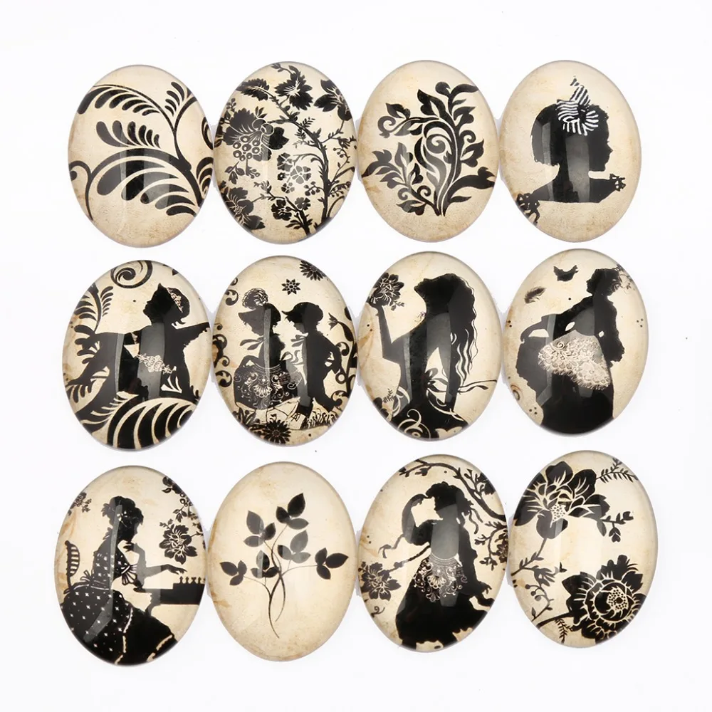 Shukaki микс винтажный цветок красота фото Овальный стеклянный кабошон ...