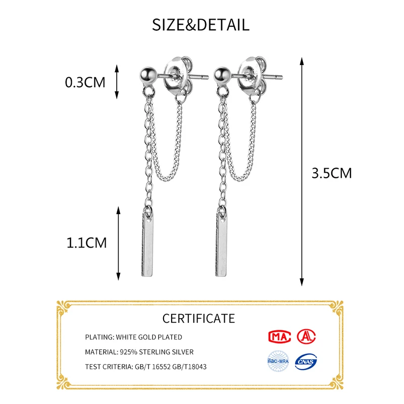 INZATT, настоящее 925 пробы, серебряная цепочка с кисточками, висячие серьги из бисера для элегантных женщин, свадебные трендовые ювелирные изделия, аксессуары