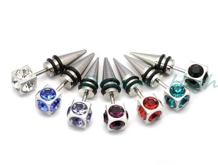 Anel dos Homens Hengke Jóias Statinless Brinco Moda Stud Orelha Falso Expander Ear 100 Pçs - Lote Frete Grátis 316l Aço 1 Stud Orelha Orelha Falso Expander Ear Anel