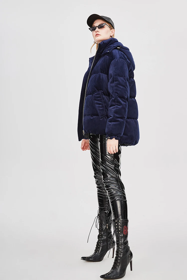 JAZZEVAR Зимняя куртка женская новая модная уличная повседневная камуфляжная пуховая куртка на молнии стиль сафари с капюшоном верхняя одежда z18004
