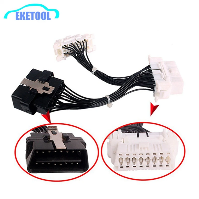 

White Wire OBD2 Extension Cable Connector 1 Male to Female Adapter Supports 2 Device Connect Length 15CM Electronic WIRE
