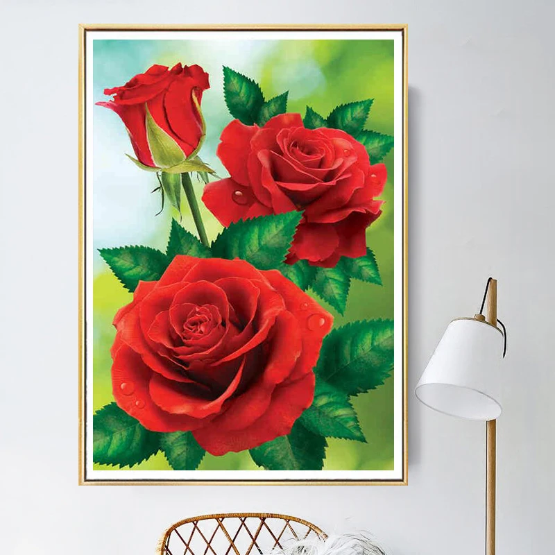 

5D Full Layout Square/Round Diamond Painting Cross Stitch kit red rose picture for Diamond embroidery Diy Diamond mosaic flowers